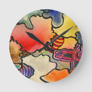 Free form abstract cool & hot colour cells art round clock