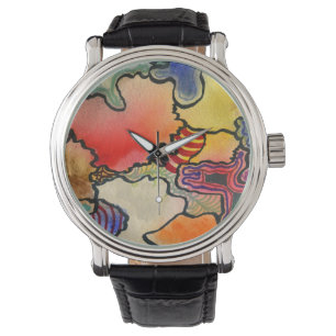 Free form abstract cool & hot colour cells art watch