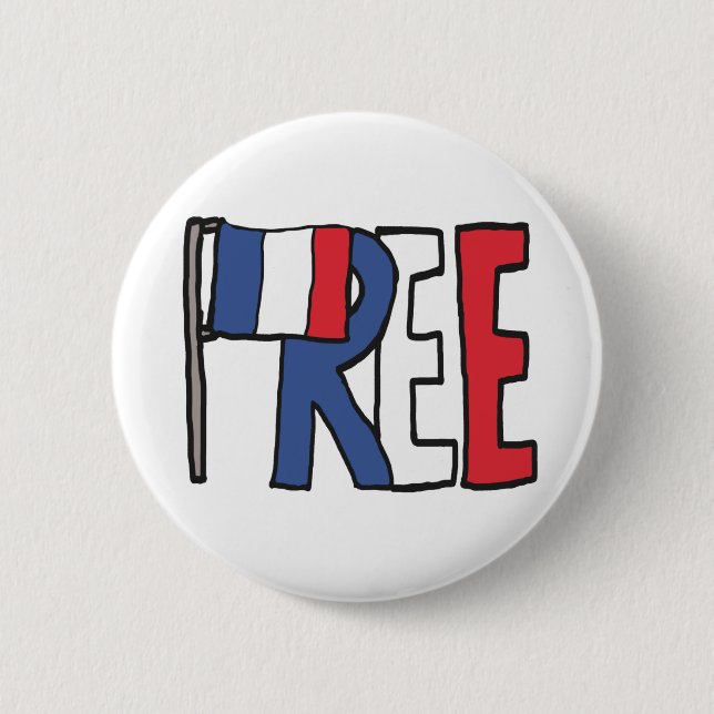 Free France 6 Cm Round Badge (Front)