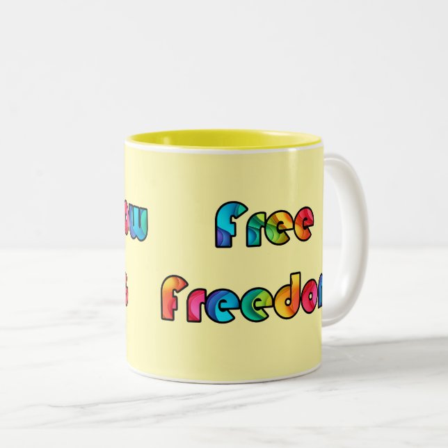 free freedom Two-Tone coffee mug (Front Right)