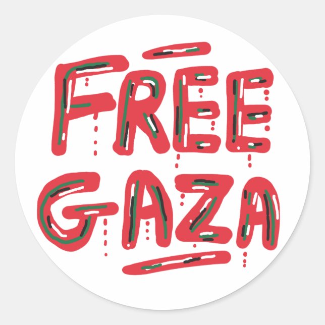 Free Gaza Classic Round Sticker (Front)