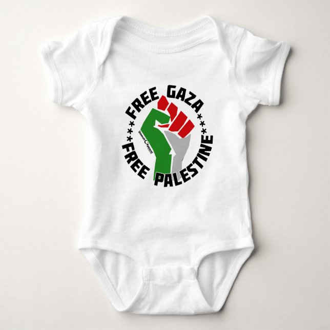 free gaza free palestine baby bodysuit (Front)