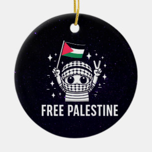 Free Gaza Free Palestine  Ceramic Tree Decoration