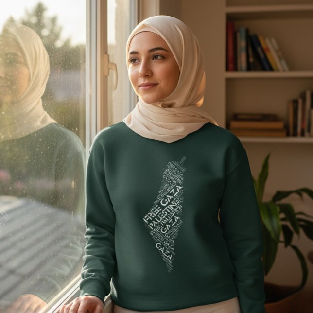 Free Gaza Free Palestine Map Cloud Word Sweatshirt (Creator Uploaded)