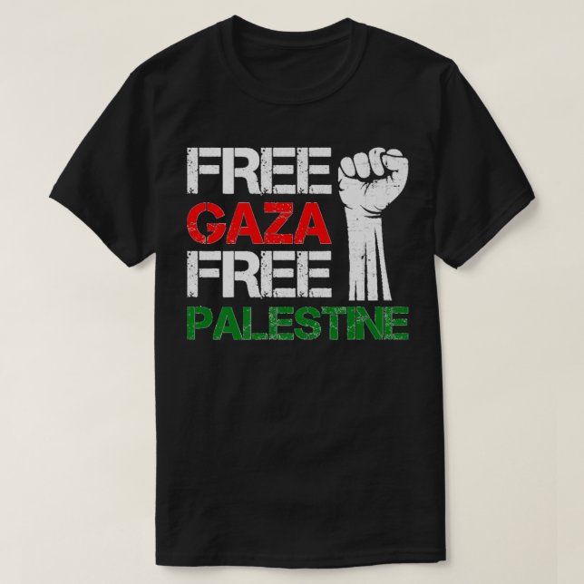 Free Gaza Free Palestine We Stand With Palestinian T-Shirt (Design Front)