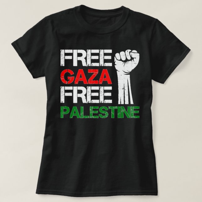Free Gaza Free Palestine We Stand With Palestinian T-Shirt (Design Front)