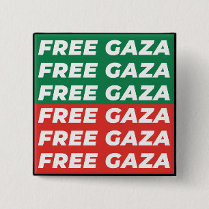 Free Gaza - Palestine Flag Colours 15 Cm Square Badge