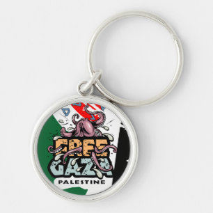 Free Gaza Palestine - Octopus Illustration Key Ring