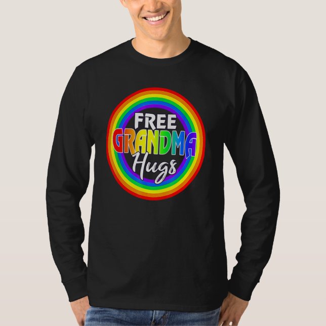 Free Grandma Hugs  Lgbt Heart Rainbow Gay Pride Mo T-Shirt (Front)