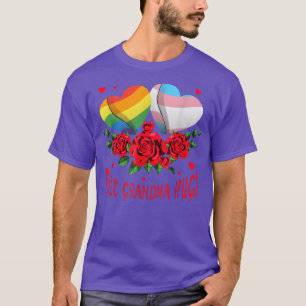Free Grandma Hugs Proud LGBT Flag Hearts Flowers L T-Shirt