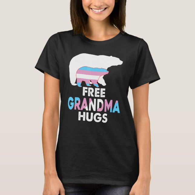 Free Grandma Hugs Transgender Rainbow Bear Lgbt Pr T-Shirt (Front)