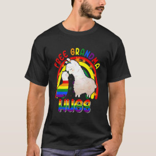 Free Grandma Hugs Two Llamas Proud Lgbt Rainbow Fa T-Shirt