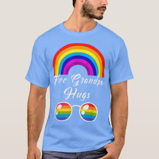 Free Grandpa Hugs LGBT Rainbow Sunglasses Gay Prid T-Shirt