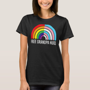 Free Grandpa Hugs Rainbow Transgender Flag Lgbtq G T-Shirt