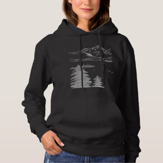 Free hand sketch of minimal Mountains Evergreens Hoodie