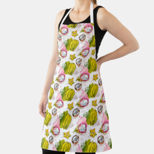 Free Hand Textured Fruit Pattern Apron