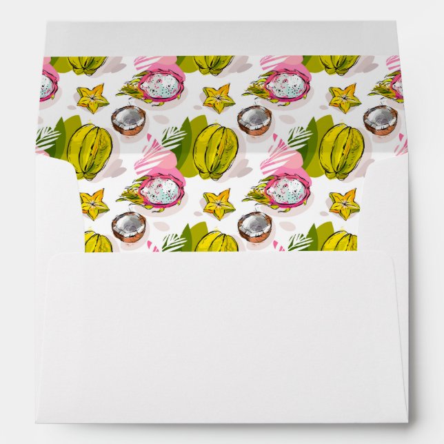 Free Hand Textured Fruit Pattern Envelope (Back (Bottom))