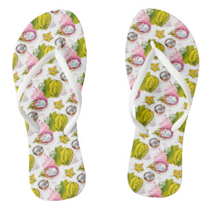 Free Hand Textured Fruit Pattern Jandals