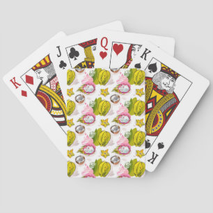 Free Hand Textured Fruit Pattern Playing Cards