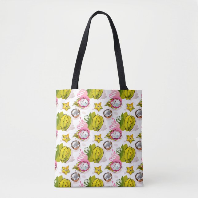 Free Hand Textured Fruit Pattern Tote Bag (Front)