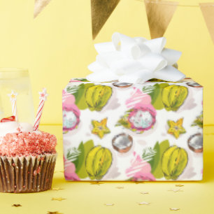 Free Hand Textured Fruit Pattern Wrapping Paper
