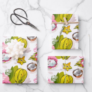 Free Hand Textured Fruit Pattern Wrapping Paper Sheet