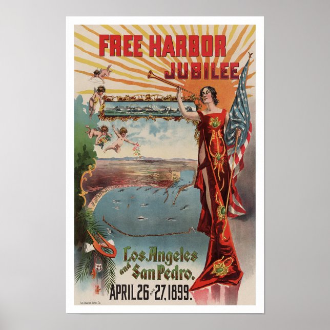 Free Harbour Jubilee, 1899. Vintage Advertising Poster (Front)