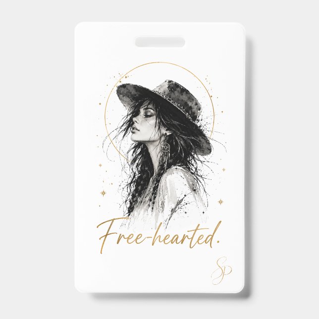 Free-hearted. Special Edition Badge | Boho Art  ID Badge (Front)