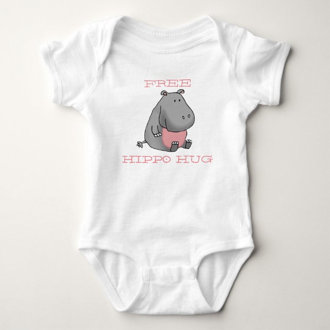 Free Hippo Hug Baby Bodysuit (Front)
