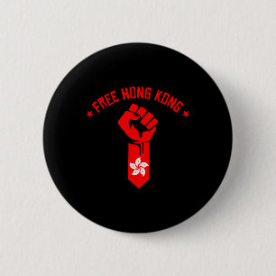 Free Hong Kong - Resist Fist With Hong Kong Flag 6 Cm Round Badge