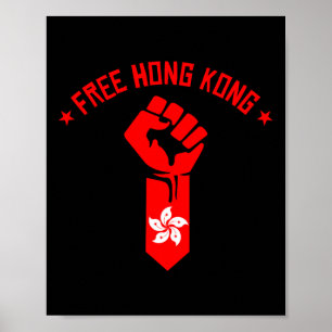 Free Hong Kong - Resist Fist With Hong Kong Flag  Poster