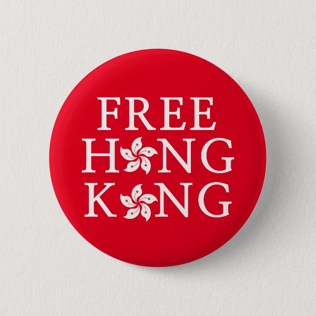 Free Hong Kong with Orchid Flower 6 Cm Round Badge (Front)