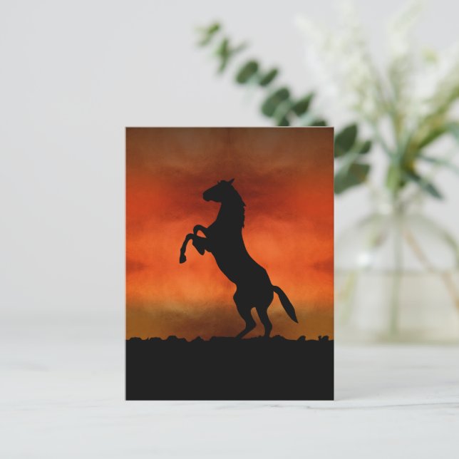 Free Horse At Sunset Postcard (Standing Front)