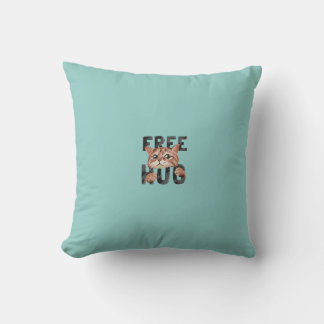 Free Hug Cat Design Pillow | Cosy Feline Lover's 