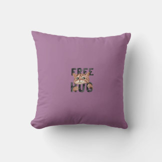 Free Hug Cat Design Pillow | Cosy Feline Lover's 
