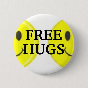 , FREE, HUGS 6 CM ROUND BADGE