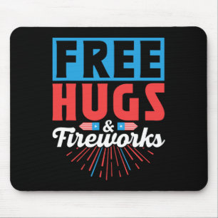 Free Hugs And Fireworks 4th Of July Independence U Mouse Pad