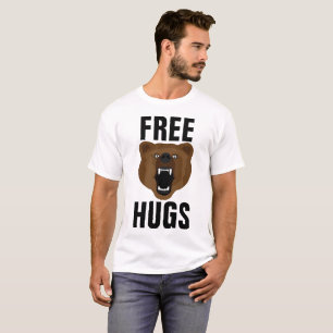 FREE HUGS, ANGRY GRIZZLY BEAR Funny T-shirts