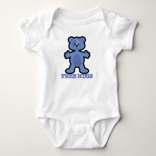 Free Hugs Blue Teddy Bear Design Baby Bodysuit
