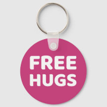 Free Hugs Button Keychain