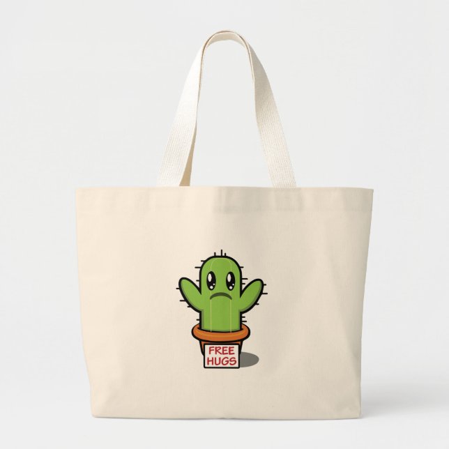 Free Hugs - Cactus Funny Humour  Large Tote Bag (Front)