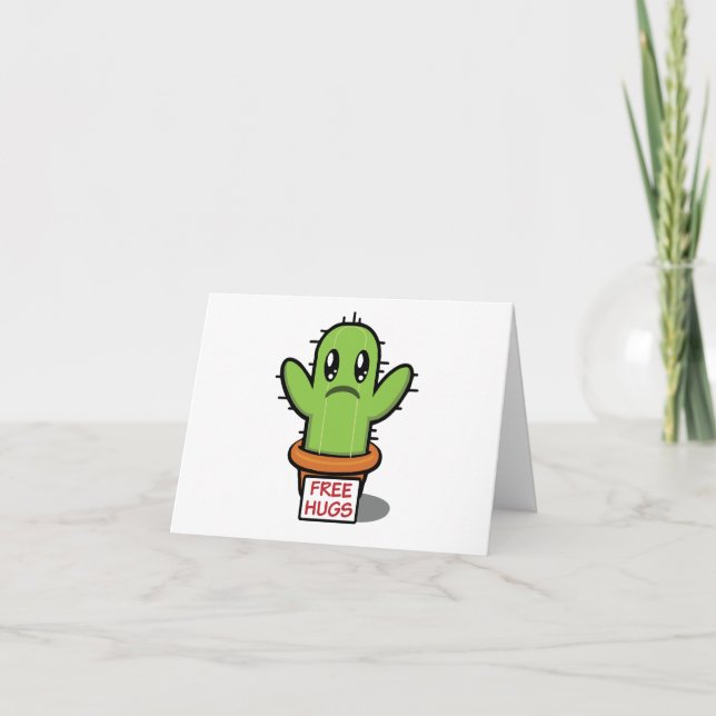 Free Hugs - Cactus Humour Funny BLANK Card (Front)