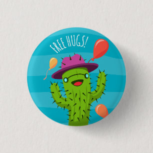 Free Hugs Cactus Illustration - Funny Badge
