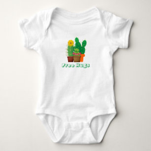 Free Hugs Cactus Pattern Baby Bodysuit