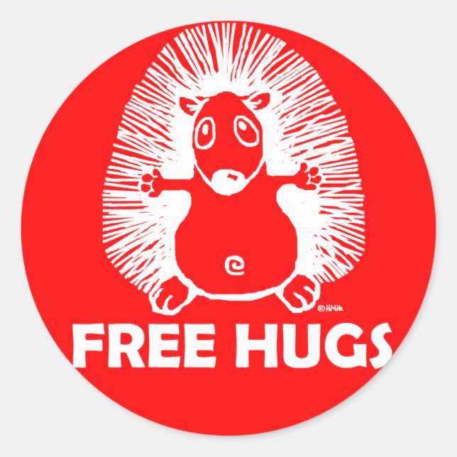 Free hugs classic round sticker (Front)