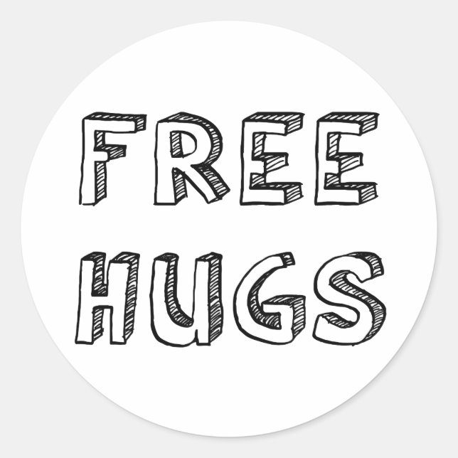 Free Hugs Classic Round Sticker (Front)