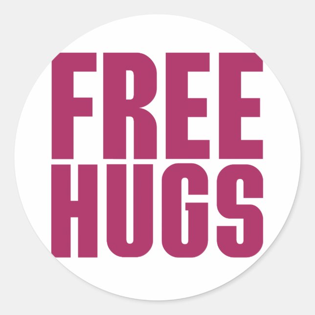 Free Hugs Classic Round Sticker (Front)
