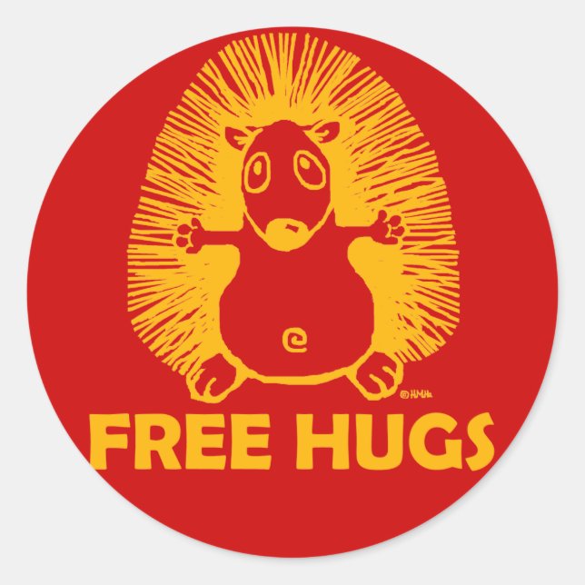 Free hugs classic round sticker (Front)