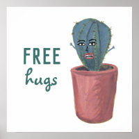 FREE HUGS CRAZY CACTUS LADY funny