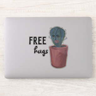 FREE HUGS Crazy Cactus Lady Funny Watercolor